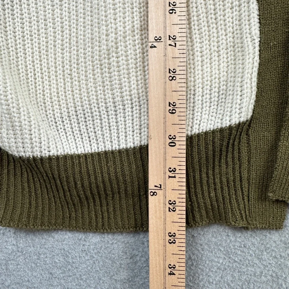 Love Change Cardigan Women's XL‎ Olive White Striped Batwing Knit Sweater Casual